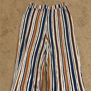 Love Tree Casual Blue and Orange Striped Palazzo Pants